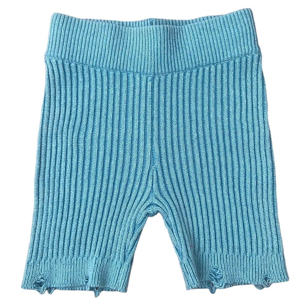 Out From Under Shorts Women Size S Knit Short Turquoise Elastic Waist Distressed